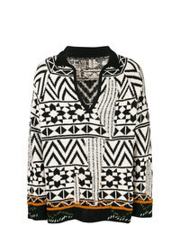 Black and White V-neck Sweater