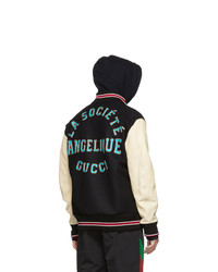 Gucci Black And White Patch Bomber Jacket