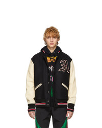 Men's Black and White Varsity Jackets by Gucci | Lookastic