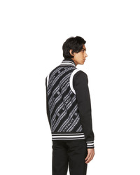 Givenchy Black Wool Jacquard Chain Bomber Jacket