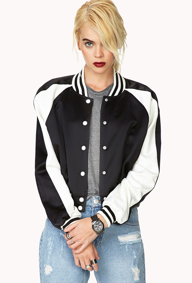 Forever 21 Fresh Satin Varsity Jacket | Where to buy & how to wear