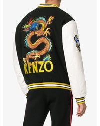 Kenzo Logo Dragon Embroidered Wool Blend Varsity Jacket