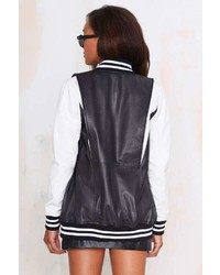 Nasty Gal Schools Out Leather Varsity Jacket