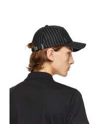 Balmain Black Wool Striped Cap