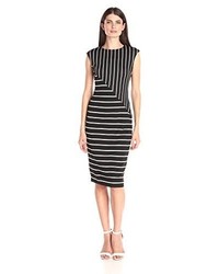Black and White Vertical Striped Bodycon Dress
