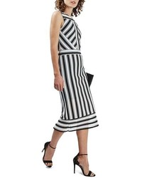 Topshop Airtex Mesh Stripe Midi Dress