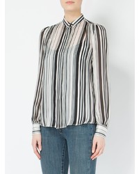 Giambattista Valli Mandarin Neck Striped Shirt