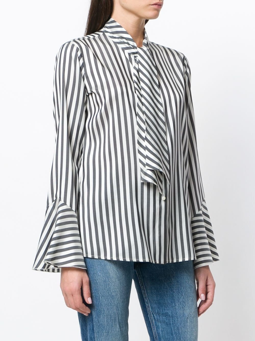 Etro Striped Pussy Bow Shirt, $300 | farfetch.com | Lookastic