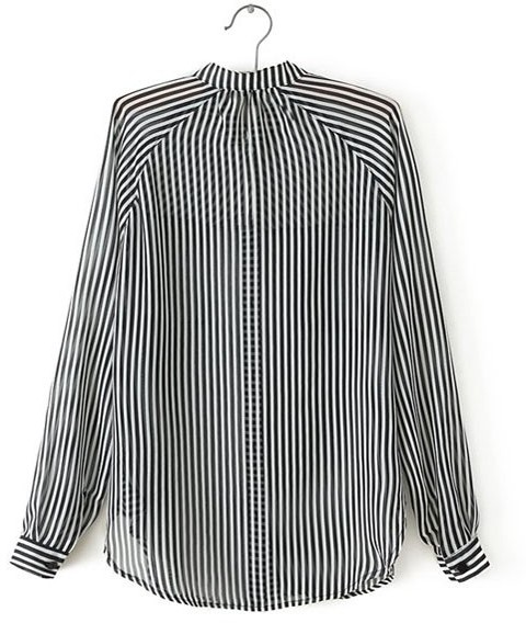 ChicNova Black And White Vertical Stripes Chiffon Blouse, $29 ...