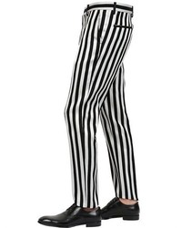 Dolce & Gabbana Striped Cotton Blend Canvas Pants