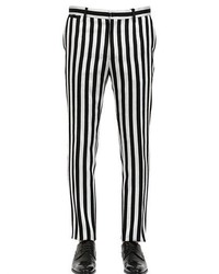 Dolce & Gabbana Striped Cotton Blend Canvas Pants