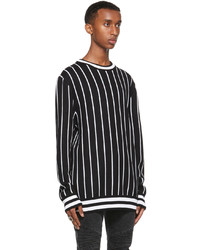 Balmain Black White Striped Back Logo Sweater