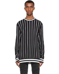 Balmain Black White Striped Back Logo Sweater
