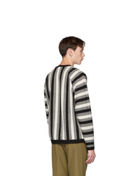 Paul Smith White And Black Virgin Wool Vertical Stripe Sweater