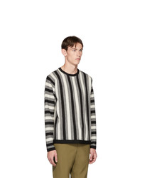 Paul Smith White And Black Virgin Wool Vertical Stripe Sweater