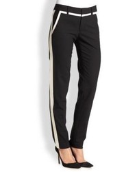 Black and White Vertical Striped Dress Pants