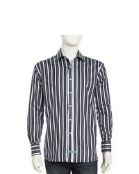 English Laundry Striped Poplin Dress Shirt Blackblue