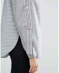 Asos Mix Stripe Shirt With Epaulette Detail