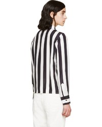 Off White Black White Striped Silk Shirt