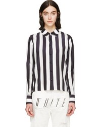 Off White Black White Striped Silk Shirt