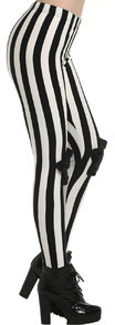 Romwe Five Star Patch Black White Vertical Striped Leggings, $97