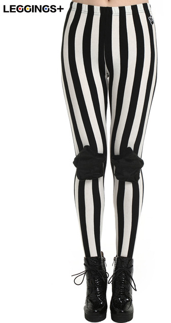 Romwe Five Star Patch Black White Vertical Striped Leggings, $97
