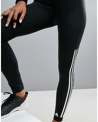 adidas training three stripe leggings in black