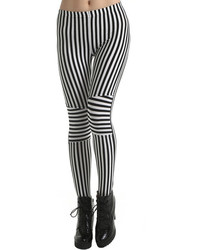 Romwe Vertical Striped Black White Leggings