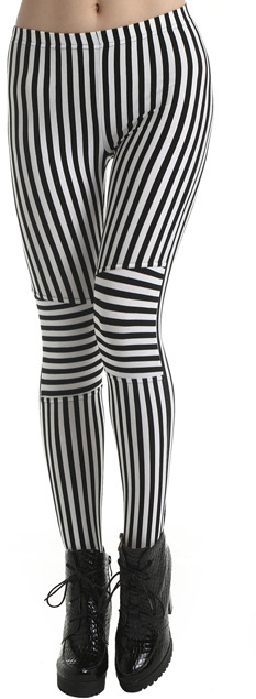 Romwe Vertical Striped Black White Leggings, $40, Romwe