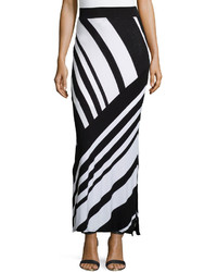 Neiman Marcus Large Stripe Maxi Skirt Blackwhite