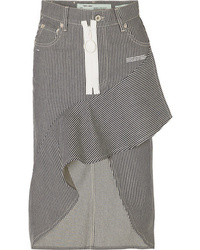 Off-White Asymmetric Striped Denim Skirt