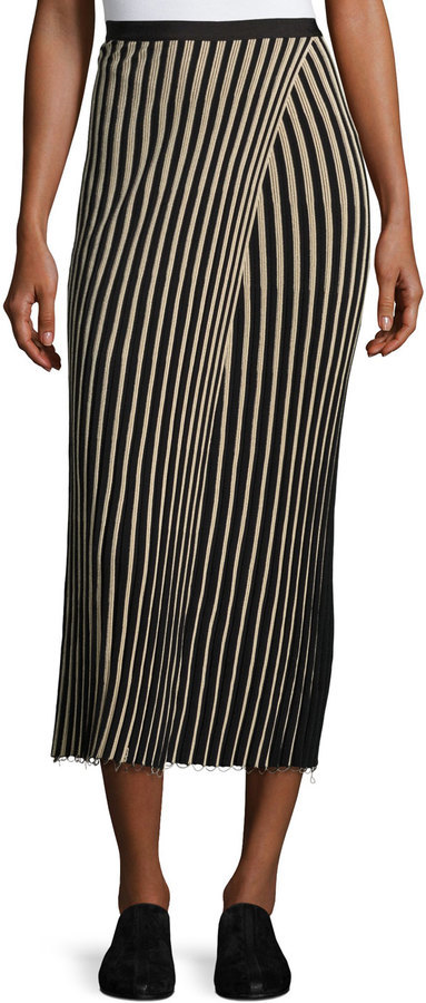 vertical striped midi skirt