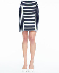 Black and White Vertical Striped Pencil Skirt