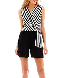 Black and White Vertical Striped Playsuit