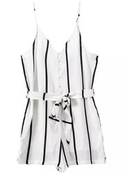 Spaghetti Strap Vertical Striped With Bow Black Jumpsuit