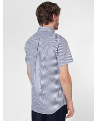 American Apparel Stripe Short Sleeve Button Down With Pocket