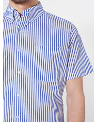 American Apparel Stripe Short Sleeve Button Down With Pocket