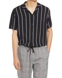 Open Edit Stripe Short Sleeve Button Up Camp Shirt