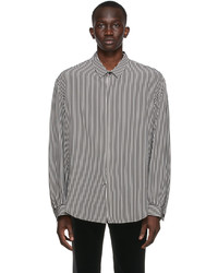 Saint Laurent Black Off White Striped Shirt