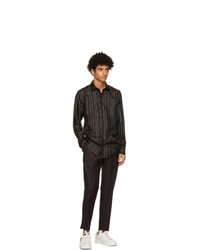 Dolce and Gabbana Black Silk Twill Pinstripe Shirt