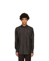 Dolce and Gabbana Black Silk Twill Pinstripe Shirt