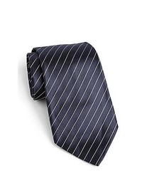 Armani Collezioni Diagonal Striped Silk Tie Dark Blue