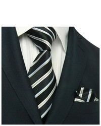 TheDapperTie Stripes Black And White 100% Silk Tie 79r