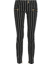 Black and White Vertical Striped Skinny Jeans