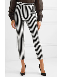 Dolce & Gabbana Cropped Striped Stretch Cady Slim Leg Pants