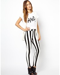 Just Female High Waisted Striped Skinny Pants