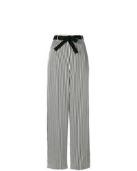 Black and White Vertical Striped Wide Leg Pants