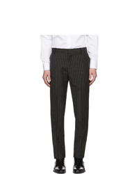 Black and White Vertical Striped Wool Chinos