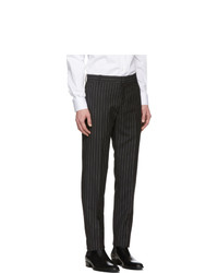 Alexander McQueen Black Mohair And Wool Pinstriped Trousers