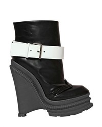 Black and White Wedge Ankle Boots